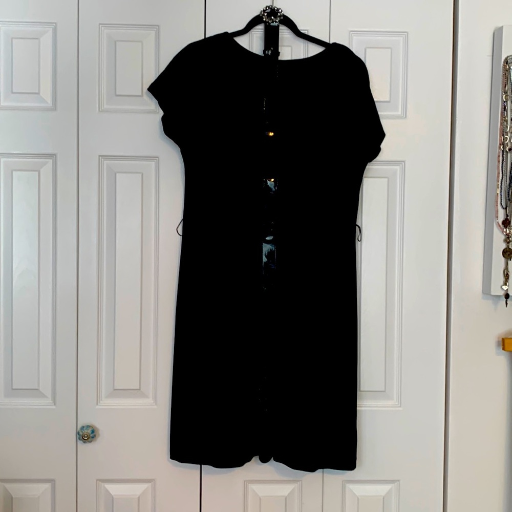 Black velvet short sleeve dress